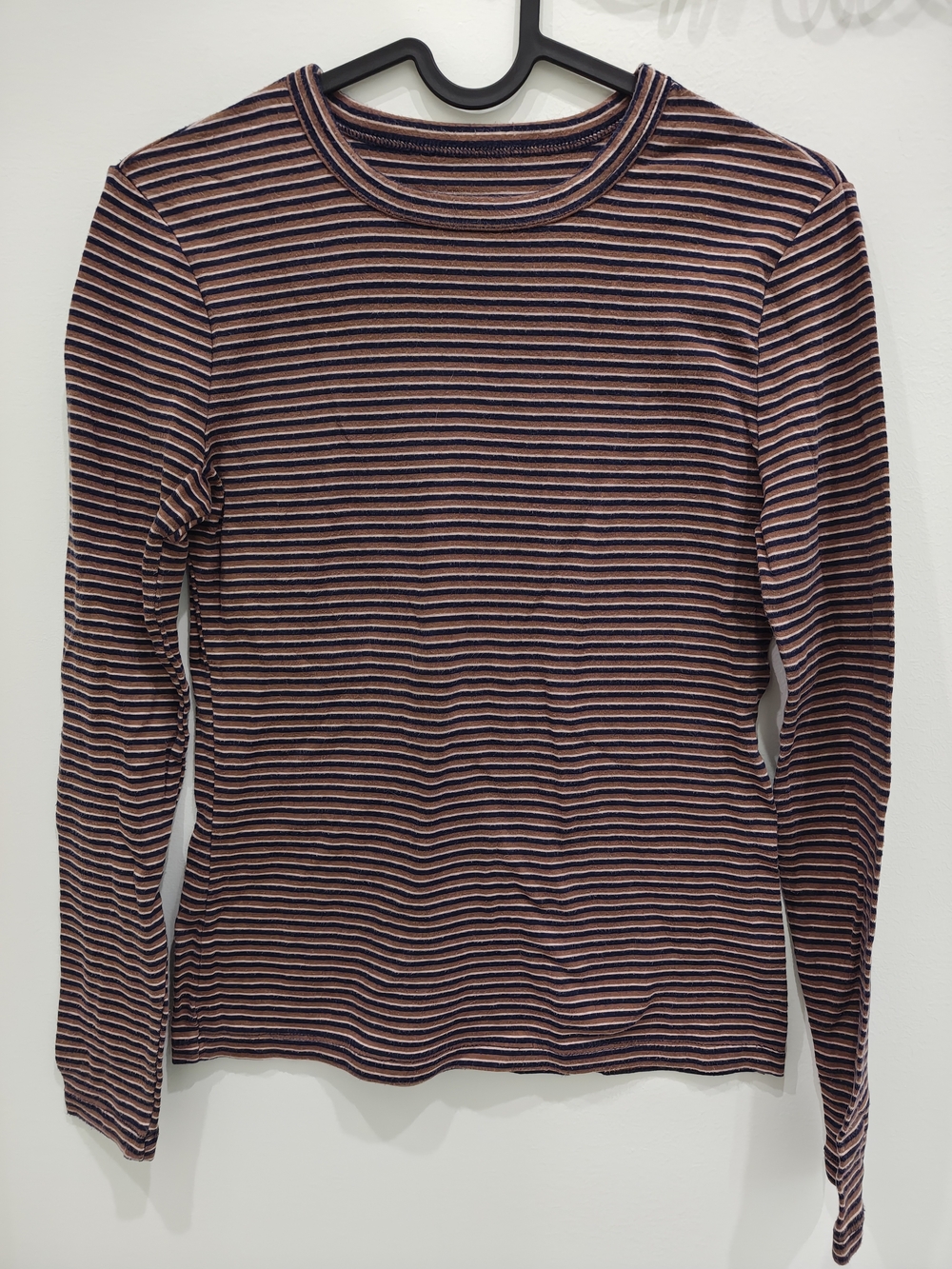 a new day Striped Long Sleeve Top in Brown and Navy